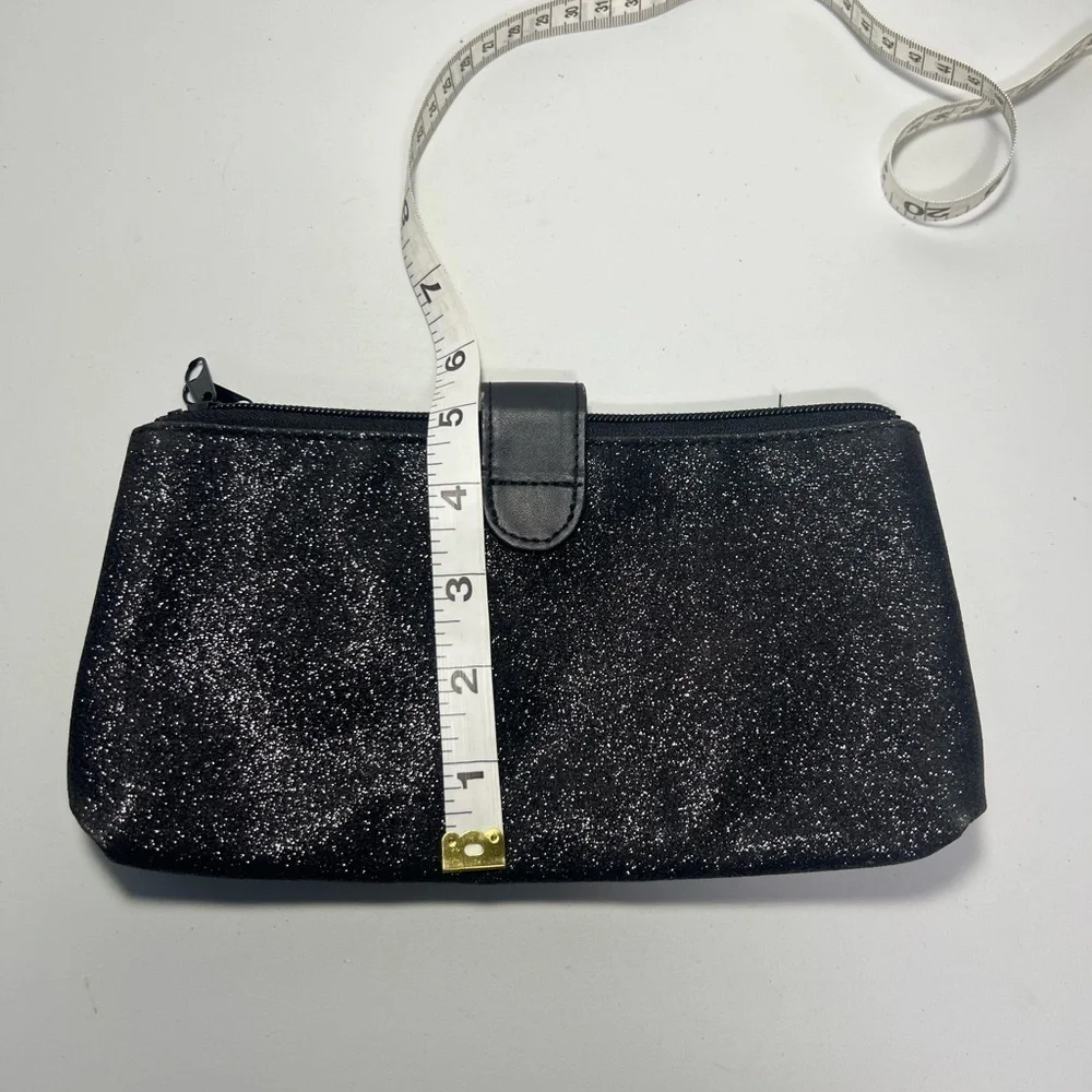 Black and Pink Sparkle Medium size. Cosmetic Clutch 9 x 5